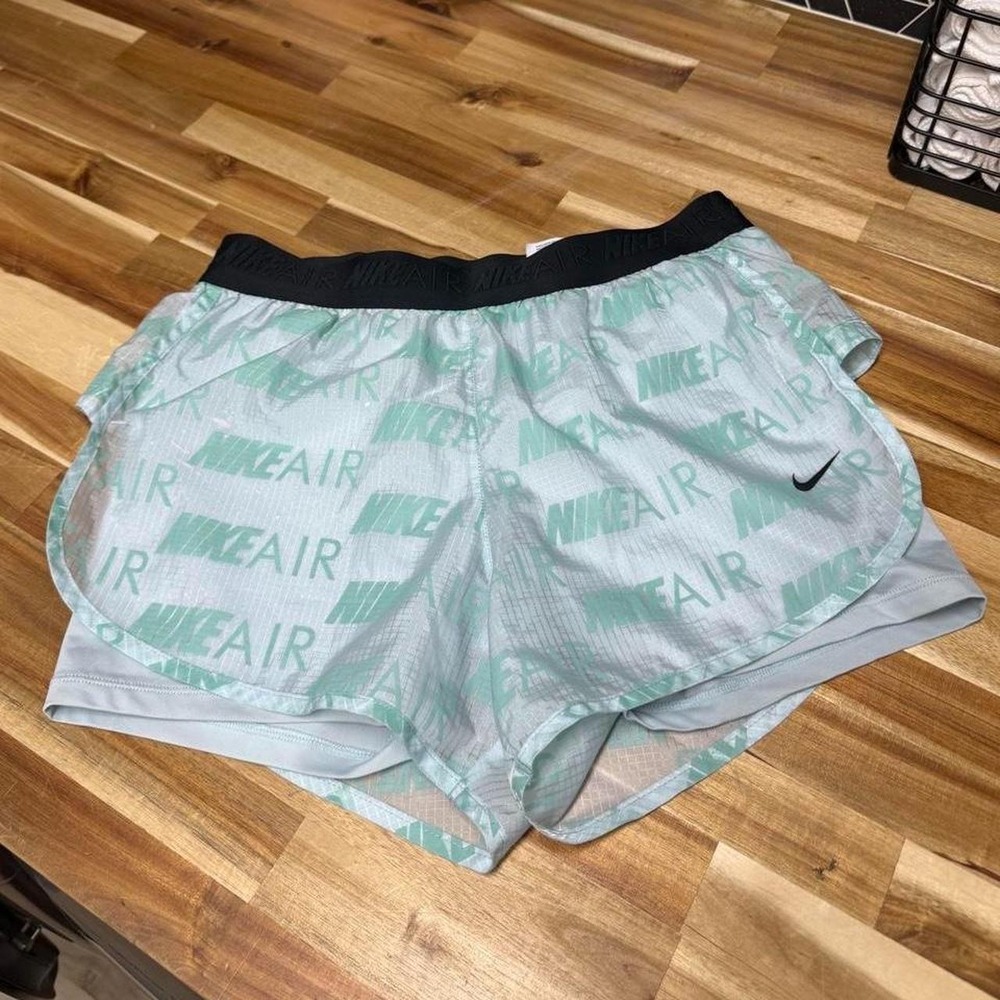 Nike Air Dri-Fit 2-in-1 Running Shorts Blue Mint Green Athletic Womens Size M